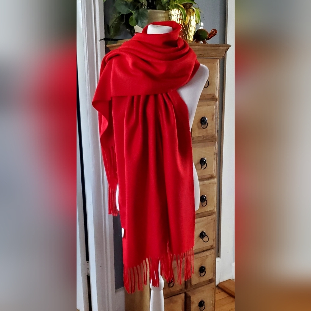 Pretty Persuasions Bold Red Fringe Wrap Scarf